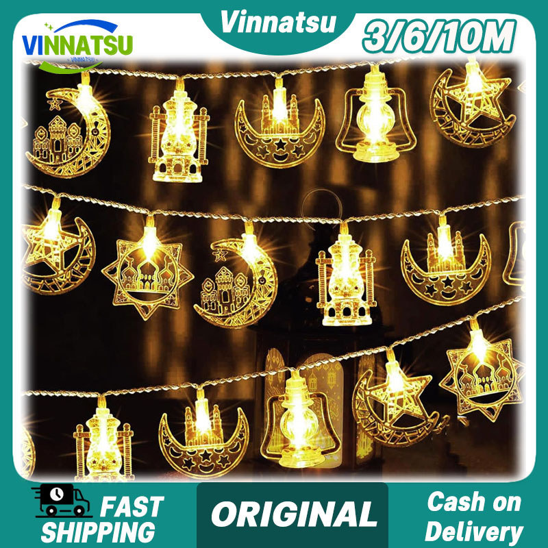 Vinnatsu 10M Lampu Lebaran Lampu Bintang Lampu Bintang LED Lampu LED Rangkaian Hiasan Ramadhan Dekor