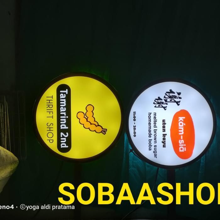 neon box bulat 40cm + brecked