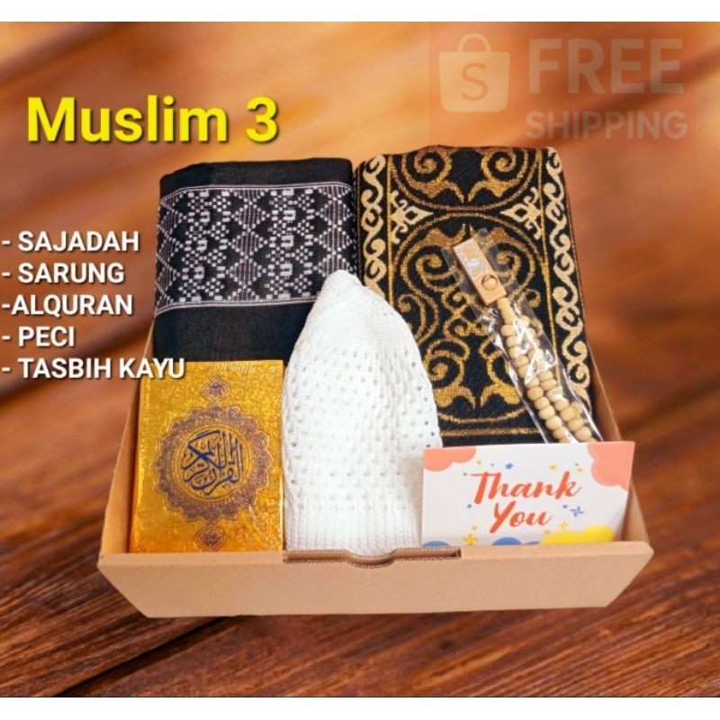 Giftbox Hampers kado Sajadah Cowok Hampers cowok Gift box Sajadah Sarung Cowok / Bingkisan Elegan Ke