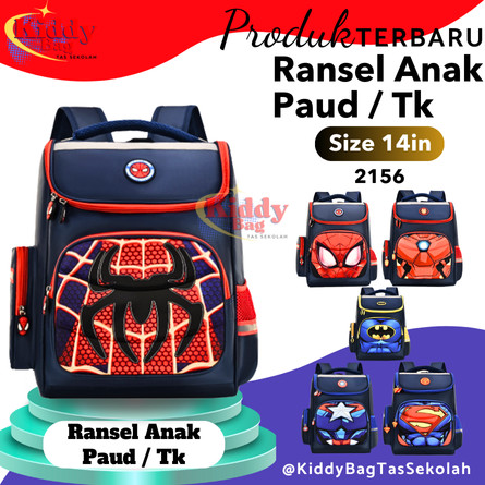 Kiddy Bag Tas Anak Laki Laki Tk Premium Quality Karakter Kekinian Superhero Spiderman Iron Batman Ka