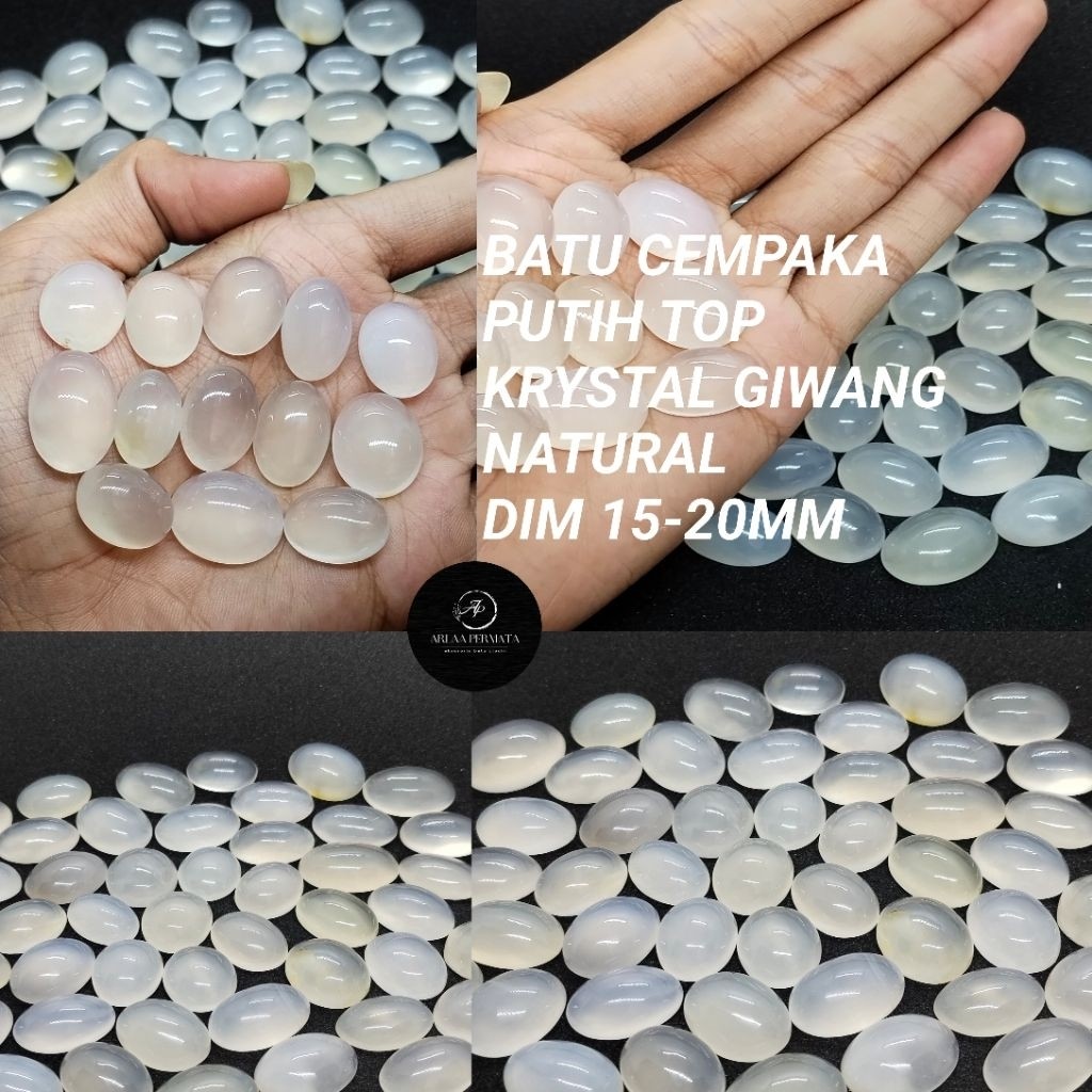 BATU CEMPAKA PUTIH TOP KRYSTAL GIWANG NATURAL