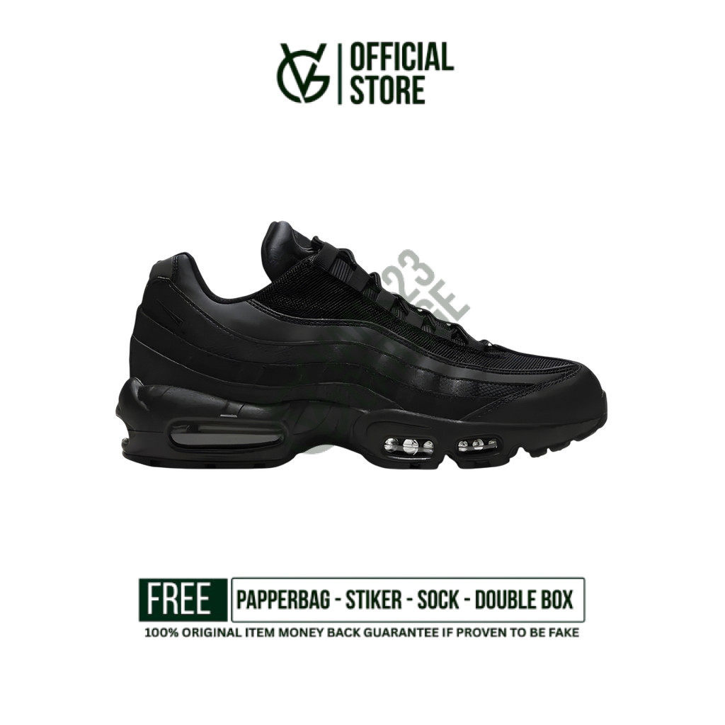 Sepatu Sneakers Nike Air Max 95 All Black Original BNIB Unisex