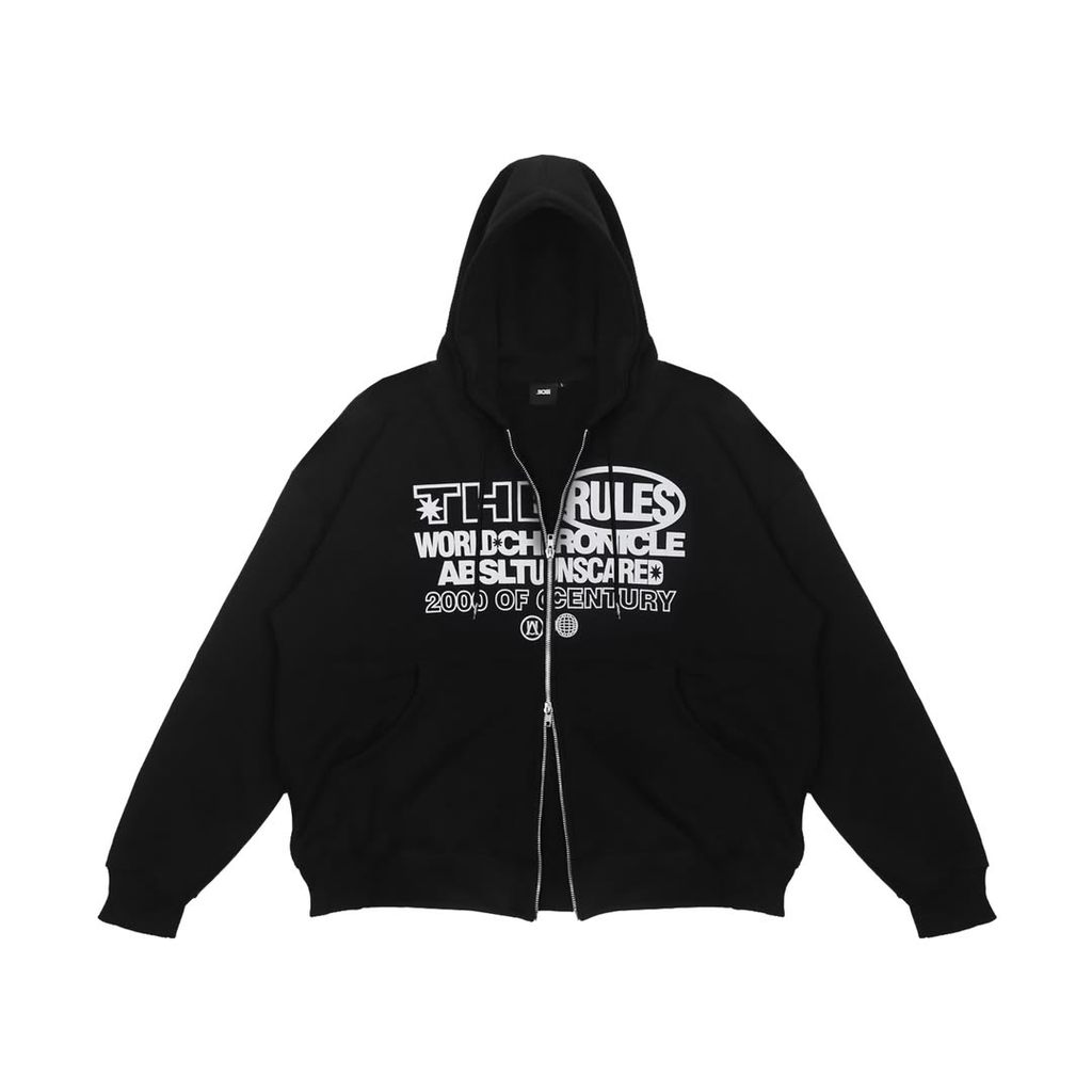 308 ABSLTUNSCRD - ZIP DOUBLE HOODIE THE RULES ABSLT - BLACK
