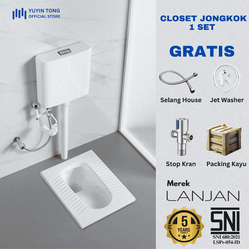 kivrajayamart - kloset Jongkok kamar Mandi Full Set Jet Shower Stop kran watertank Closet Jongkok ka