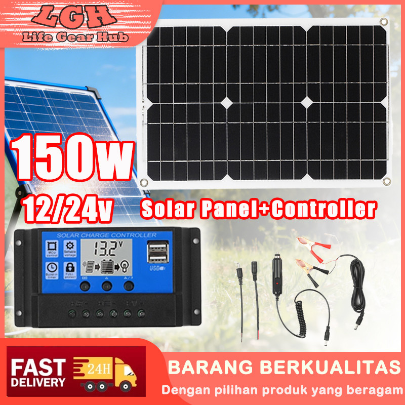 150W Panel Surya Solar Panel 12V/24V Solar Panel 100W Panel Surya Solar Charge Controller Waterproof