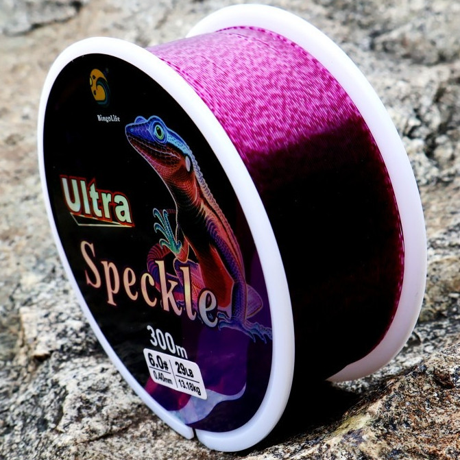 Bingolife Senar Pancing Speckle Ungu 300m Nilon Jerman Premium Ultra Siluman Kamuflase Kuat Tahan Au
