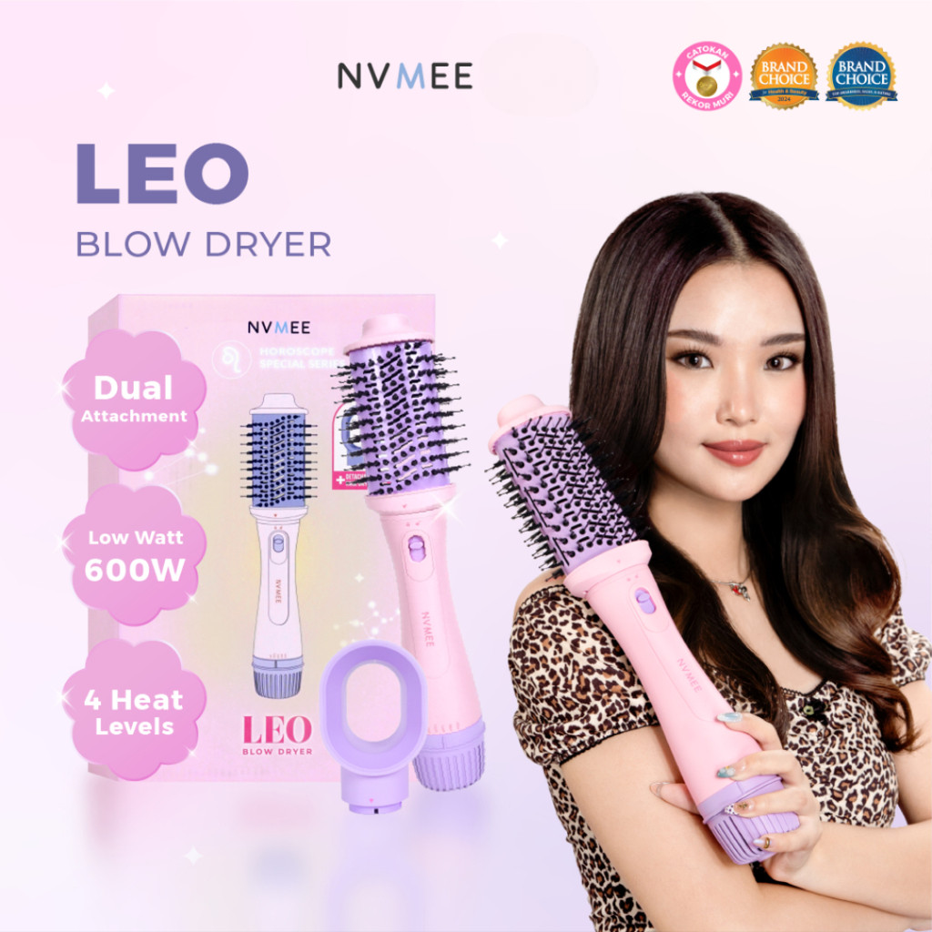 NVMEE LEO Blow Dryer | Sisir Pengeriring Hot Air 2in1 Low Watt Natural Blow With Volume