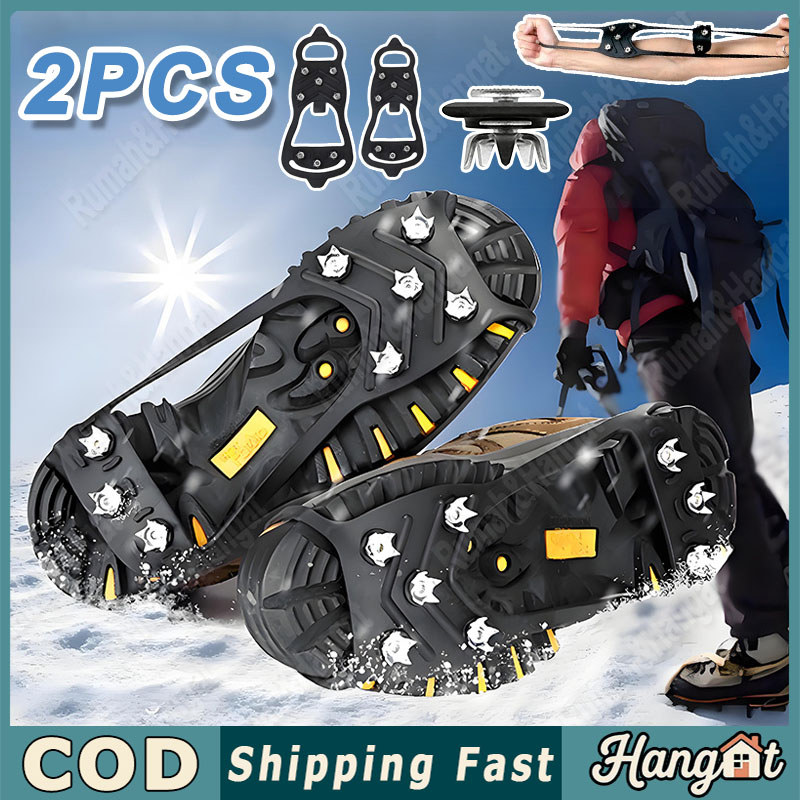 2PCS Alas Sepatu Anti Slip 8 Gigi Alas Sepatu Paku Anti Slip Sol Sepatu Paku Karet Cengkram Kuat Di 