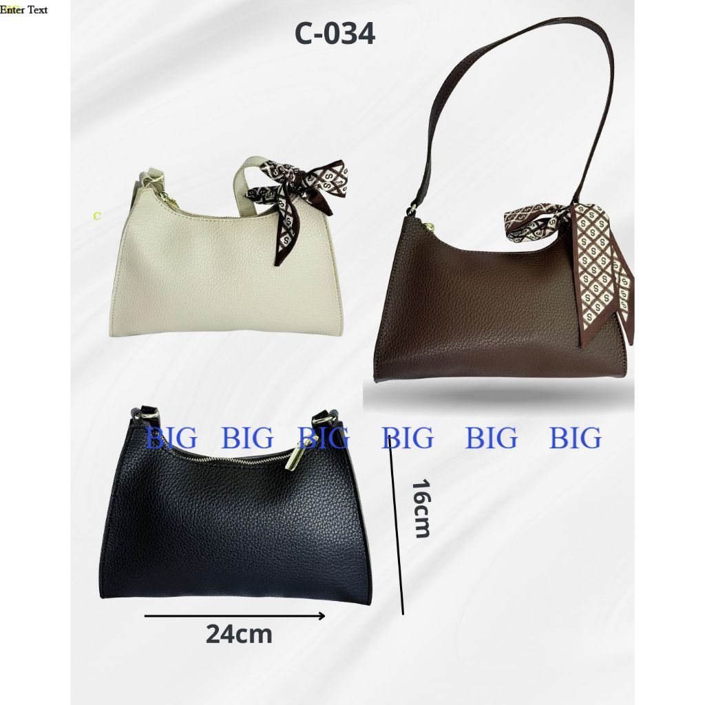 C-034 Tas Fashion Wanita Terbaru Tas Selempang Jinjing Wanita Bahan Kulit Tebal Tekstur Kulit Jeruk 