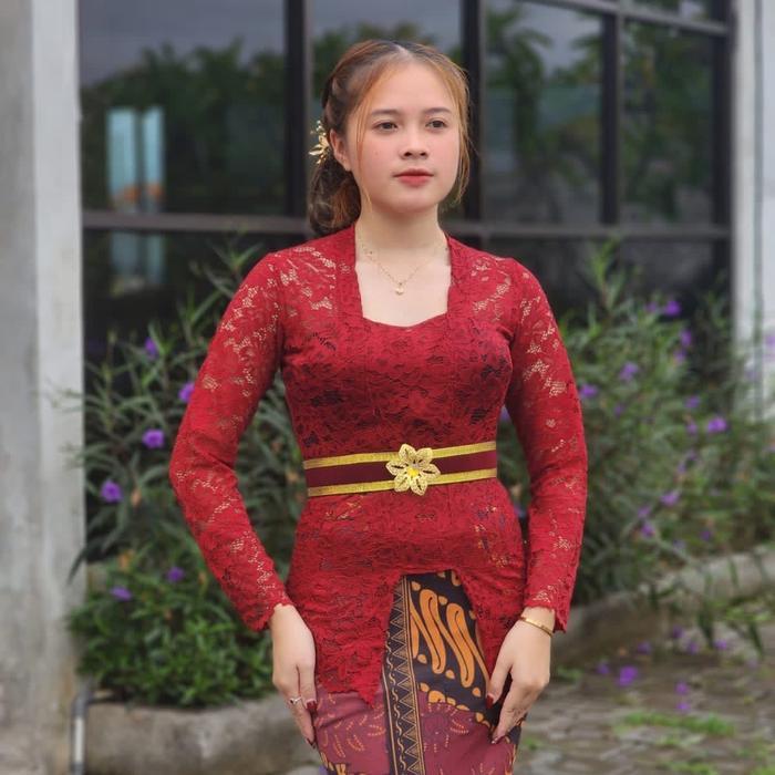 KEBAYA MODERN BROKAT SET SOFIA  IKAT PINGGANG FREE PIN ROK MELAR MOTIF BATIK BISA HIJAB kece kutubar