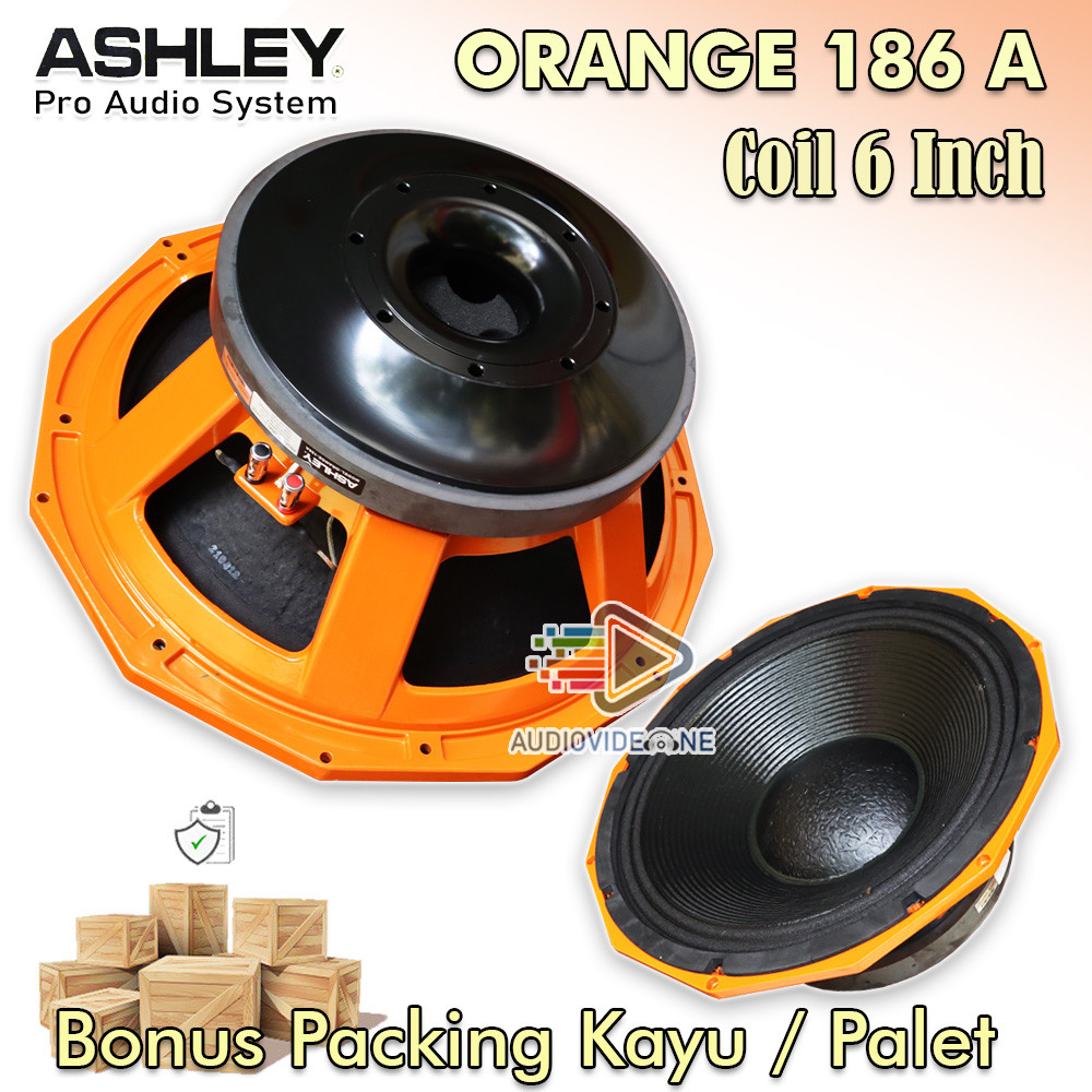 Speaker Ashley 18 Inch Spul 6 Inch Orange 186A Original Komponen Spiker Subwoofer Free Packing Kayu