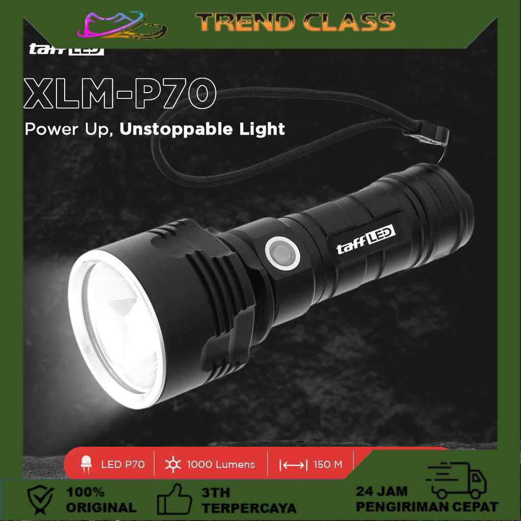TaffLED Senter LED USB Rechargeable P70 50W 1000 Lumens - XLM-P70 Bayar Ditempat | Berkualitas | Ori