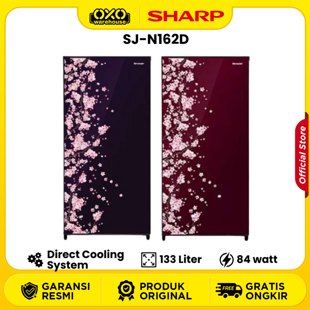 SS SHARP Kulkas 1 Pintu SJ-N162D VB/VR  Lemari Es Kapasitas 133 LiterLow Watt Garansi Resmi JURAGAN