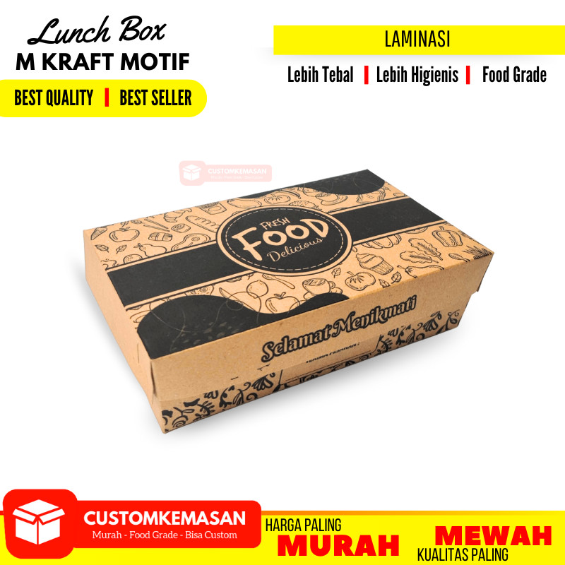 Lunch box motif / lunch box / lunch box m / kardus ayam geprek / box nasi kotak