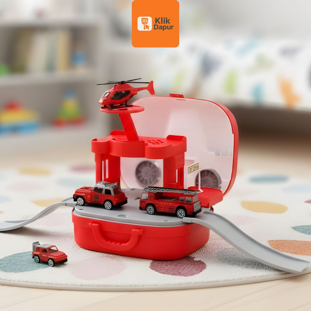 KLIKDAPUR - Mainan Anak Tas Koper Building Set Car Parking Suitcase | Mainan Anak Laki Laki Mobil Mo