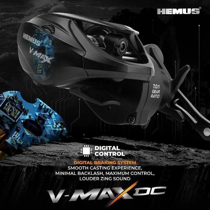 Hemus V Max Dc Reel Pancing Baitcasting Bc Buzzer Digital Control System Rasio Gigi 7.0:1 Bahan Sera