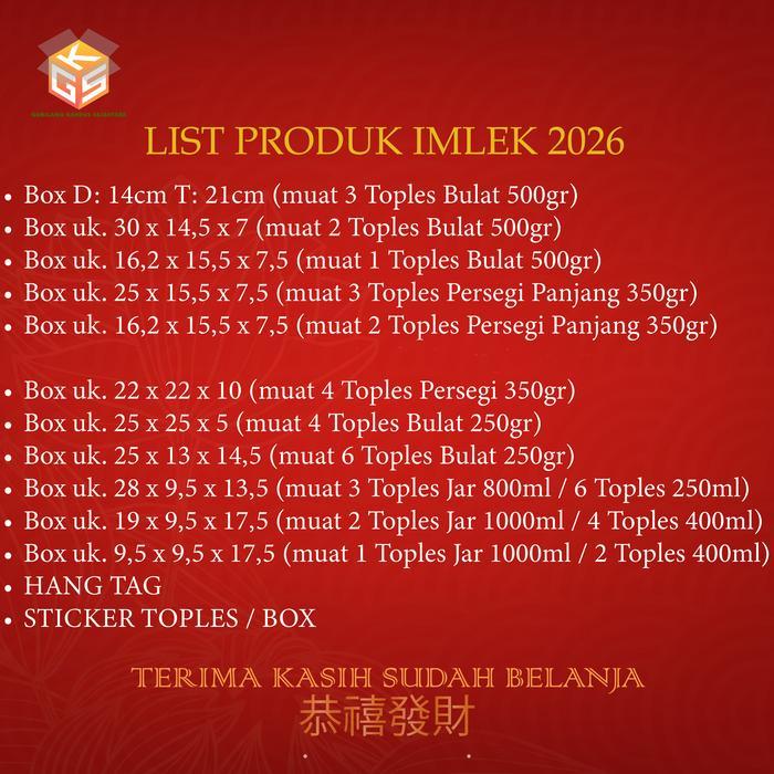 10pcs Box Imlek [FREE HANGTAG] | ukuran 2 Toples 500gr | Box Hampers Chinese New Year | Dus Imlek | 