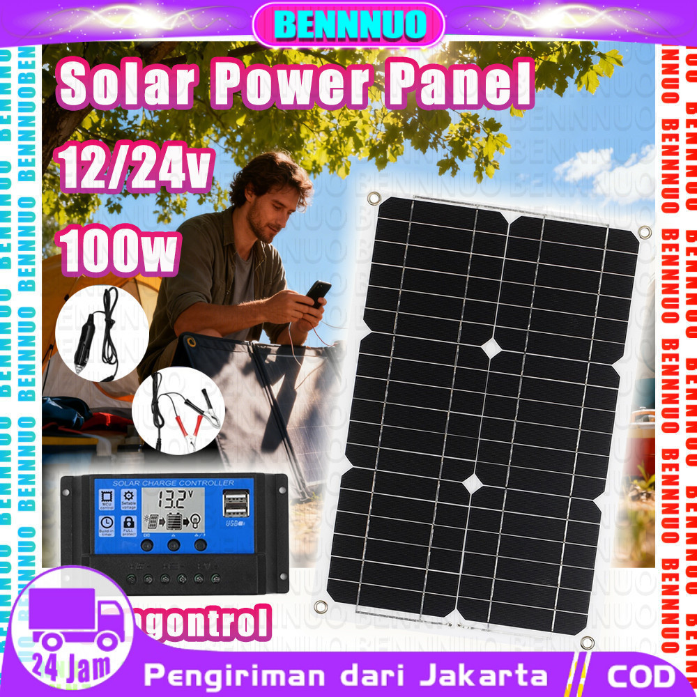 Panel Surya set Panel Kristal Mono Panel Tenaga Surya Kit 12V/24V USB Panel Surya Portabel Pengisi D