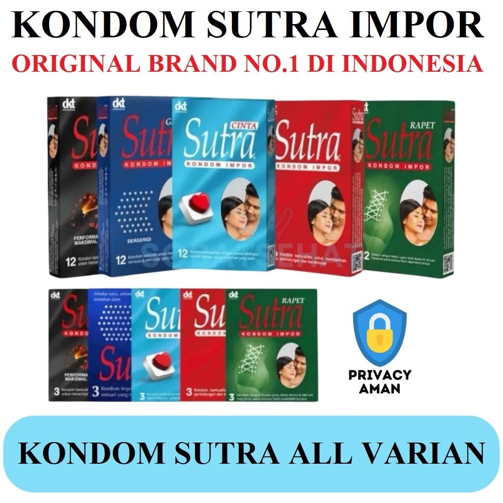 PRIVASI 100% DIJAMIN AMAN - Kondom SUTRA Impor All Varian Tipis Polos Gerigi Tahan Lama Super Tipis