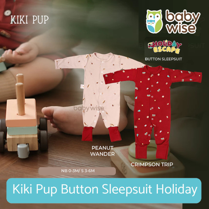 Kiki Pup Button Sleepsuit Holiday - Jumper Bayi