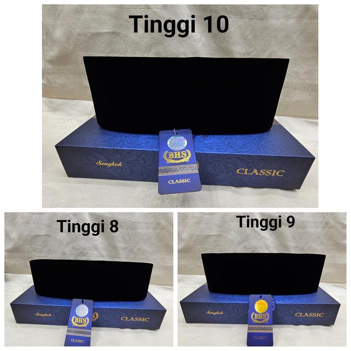 PROMO PECI HITAM POLOS BHS  Songkok Nyaman Tinggi 8cm 9cm dan 10 cm - No. 5 Tinggi 8