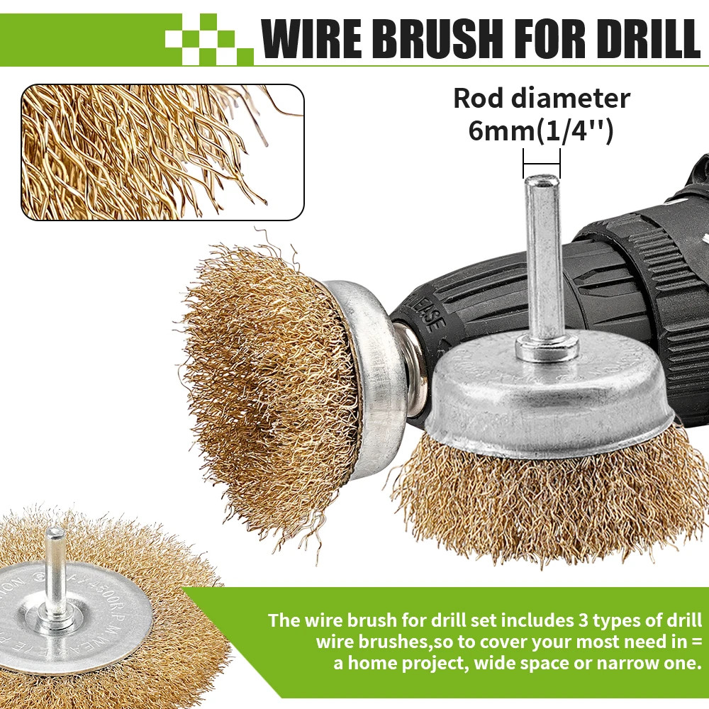 Mata Bor Sikat Kawat Bor Listrik Wire Brush Grinder Polishing Pembersih Karat Kerak Debu Besi Logam 