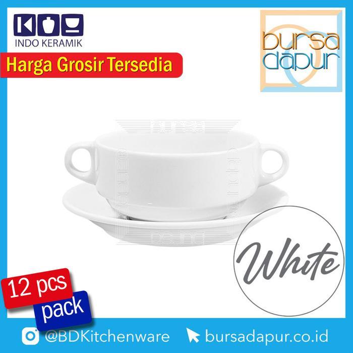 Indo Keramik Plain White Consomme Cup Saucer (CC/S) / Zuppa Soup Cup Saucer (Harga Lusinan)