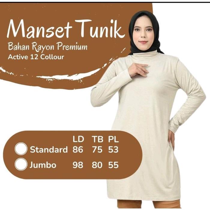 MANSET TUNIK KAOS RAYON  Atasan Motif Melar Muslim Panjang Outer - warna, Hitam, L