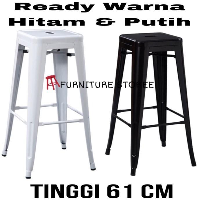 kursi bar kursi barstool kursi iron kursi besi tinggi 61cm cat glossy - Putih