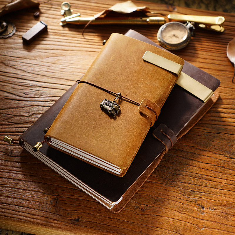 00% Genuine Leather Traveler Notebook Handmade Vintage Cowhide ary Journal Sketbook Organiser Planne