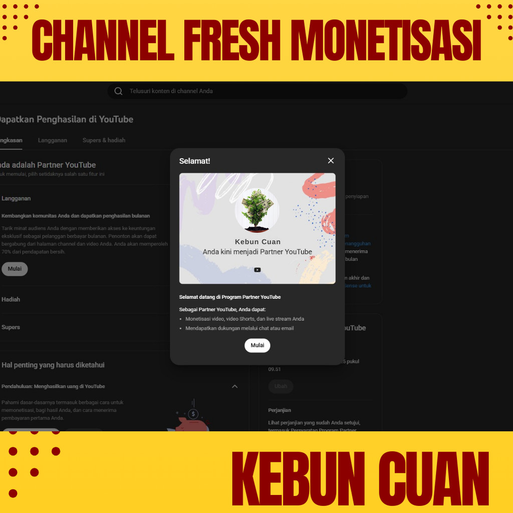 CHANNEL YOUTUBE SUDAH MONETISASI (FRESH) TINGGAL PAKAI