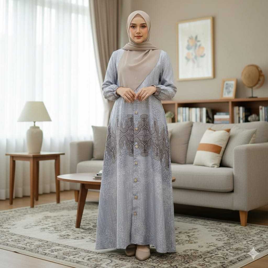 SETRAMALL    Gamis Abaya Maxmara Luxury – Long Dress Muslim Elegan Motif Etnik Modern Look