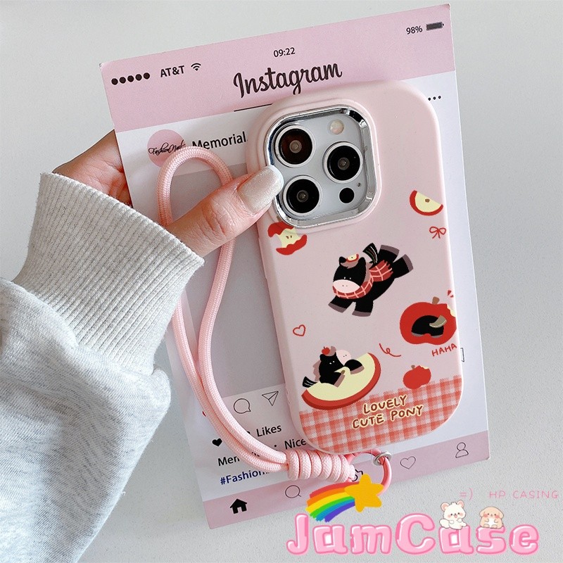 case VIVO Kuda Poni Apel dengan Rantai Casing ponsel cocok untuk VIVO Y02 Y15S Y02S Y17 Y93NONE Y93H