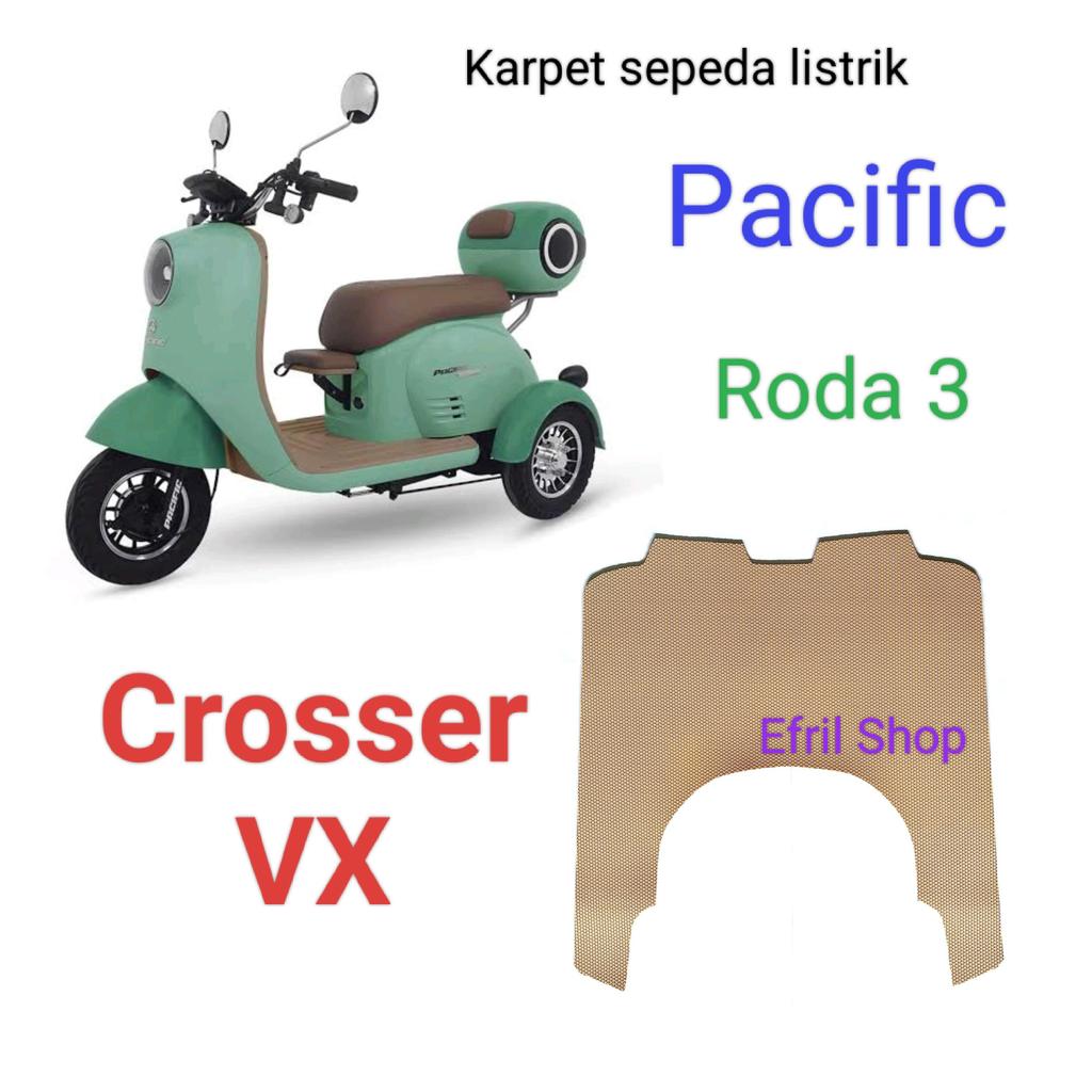 CROSSER VX Karpet sepeda listrik Roda 3 Pacific Crosser VX roda tiga Warna Krem dan Hitam