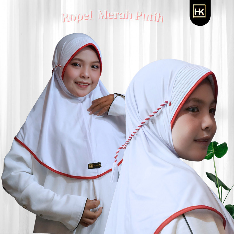 KERUDUNG Anak BERGO Tali Kepang KOMBINASI Merah Putih