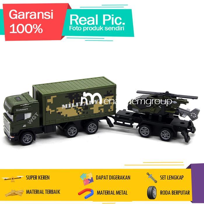 Diecast Miniatur Mainan Mobil Truk Trailer Kontainer Militer Set Isi 2 Besi Metal - Truk Barang by A