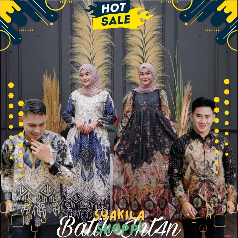 BAJU BATIK COUPLE PASANGAN//GAMIS COUPLE BAHAN POLIMIKRO