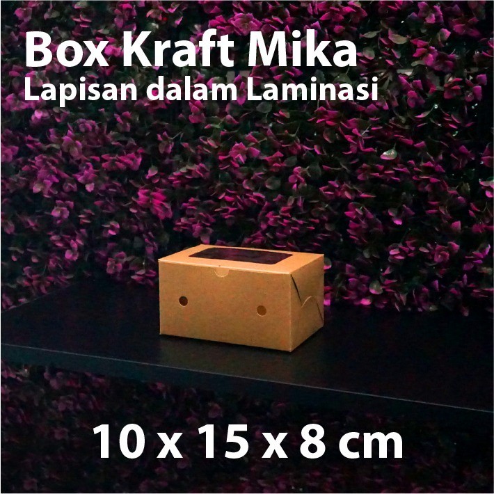 (Depok) Dus Kraft 10 x 15 x 8 cm dengan Mika - Box Cake Coklat Snack