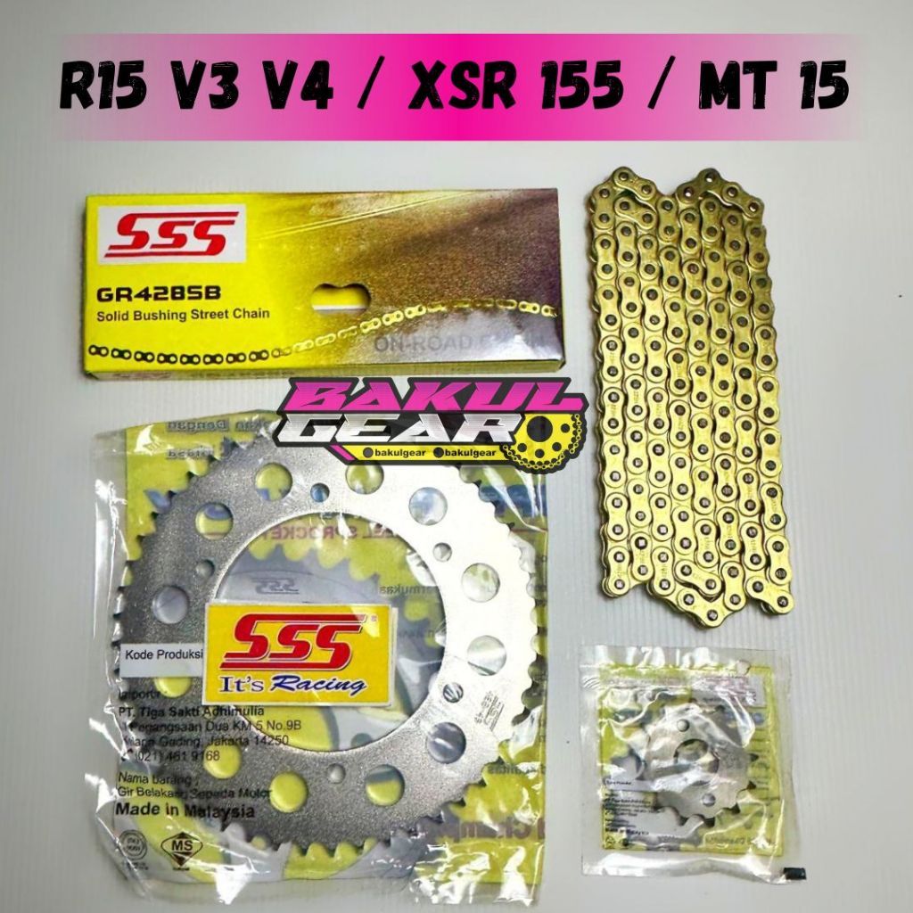 Gear set SSS R15 V3 V4 XSR 155 MT 15 R15V3 Rantai 428 ORIGINAL 100%