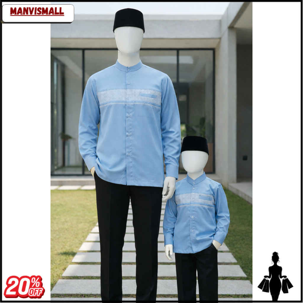 PROMO Koko Couple Sarimbit Ayah Anak warna Baby Blue / Biru Muda