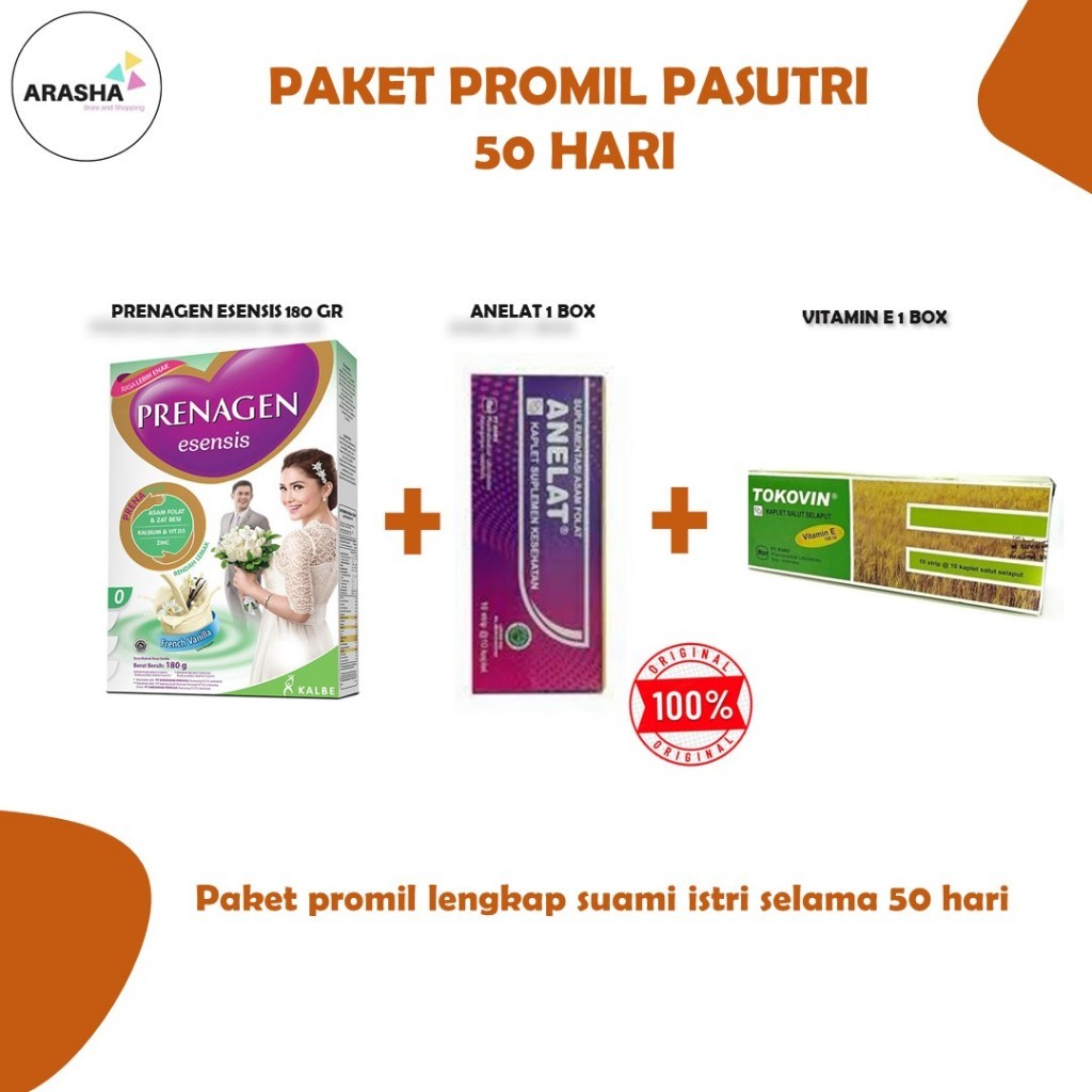 PAKET PROMIL SUAMI ISTRI LENGKAP 50HARI -SUSU PRENAGEN-ASAM FOLAT-VITAMIN E KESUBURAN WANITA/PRIA