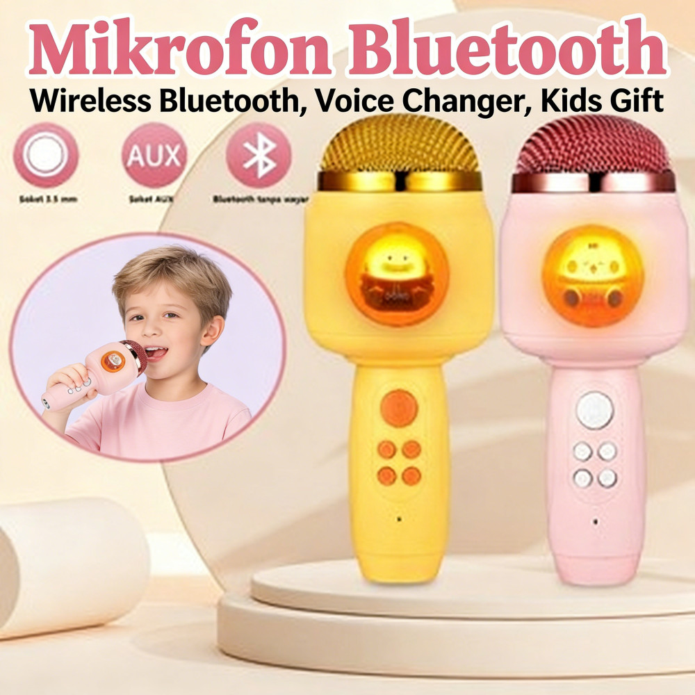 Player Microphone Speaker Anak Karaoke Kartun Model Bluetooth Mic Karaoke Wireless Wireless Bluetoot