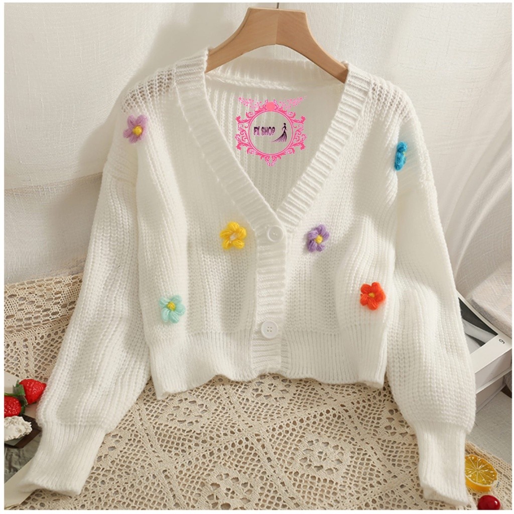 DISKON FX SHOP CARDI / CARDIGAN FLOW KOREA PREMIUM  BUNGA 3D / Timbul