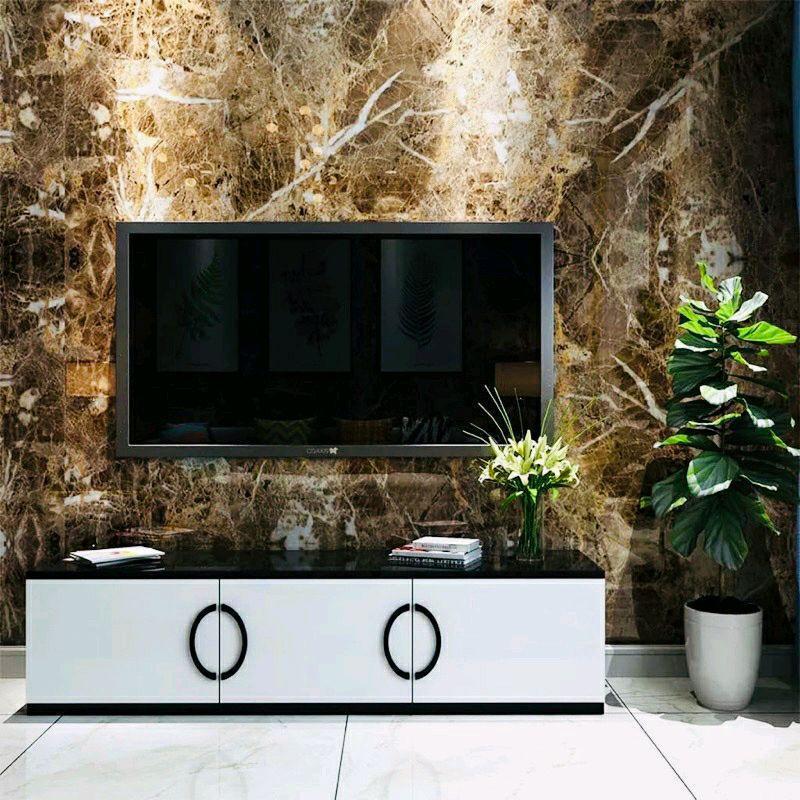 Wallpaper Sticker Dinding Motif Marmer Coklat Kombinasi Putih