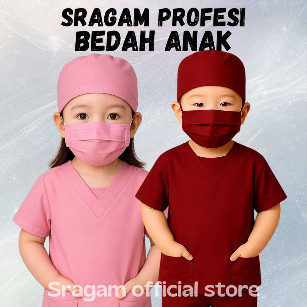 SRAGAM  Baju Profesi Anak Dokter bedah Seragam scrub dokter untuk anak SCRUB KIDS By Sragam Official