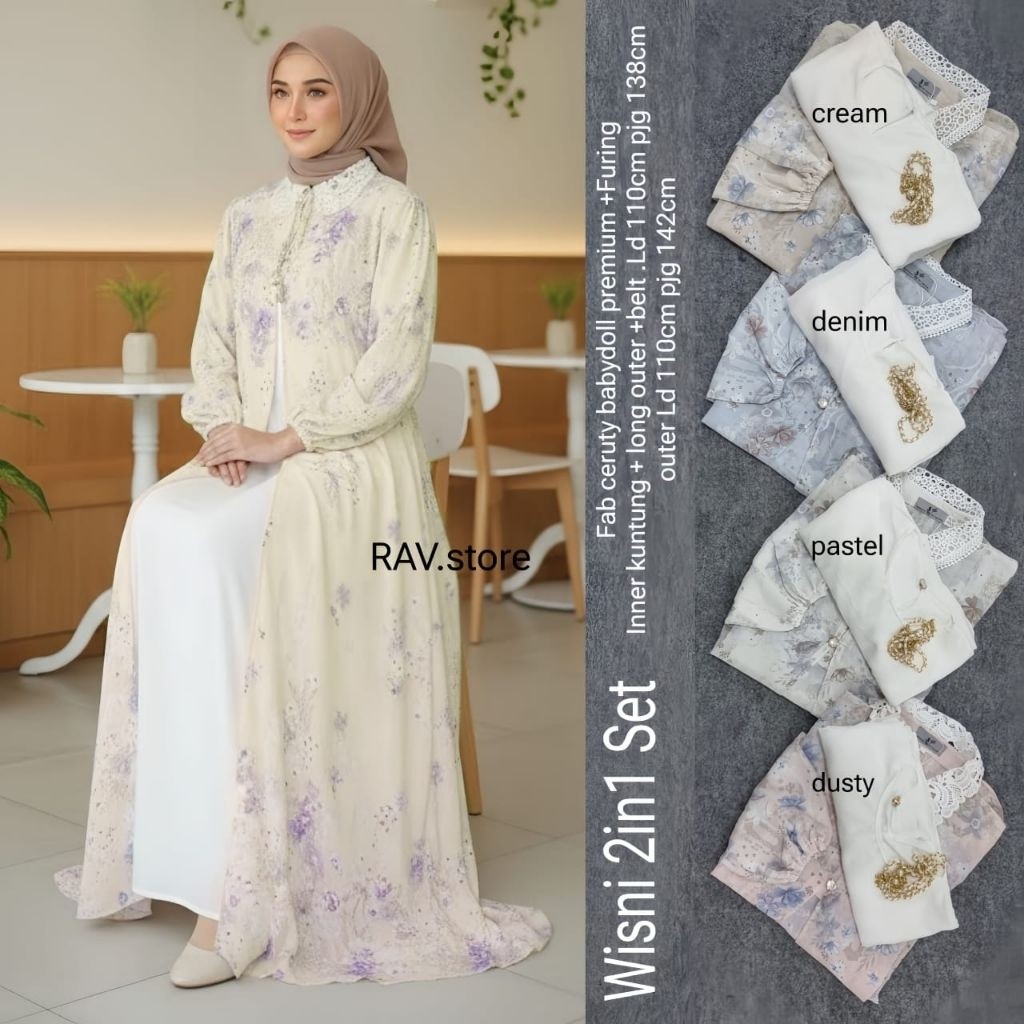 ada grup reseller bisa join tanya ke admin alyastore Wisni 2in1 Set Gamis Muslim  Valent Realpict al