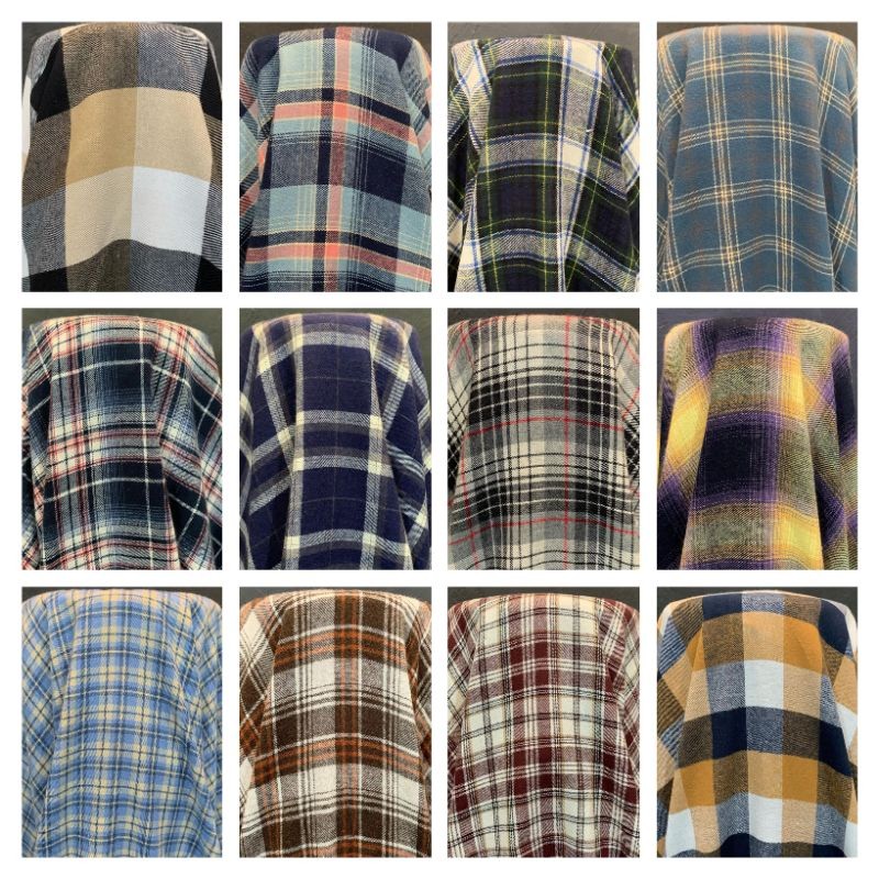 0 Kain Flanel Kotak Kotak Kain Flanel Meteran Kain Katun Bahan Kemeja Flanel