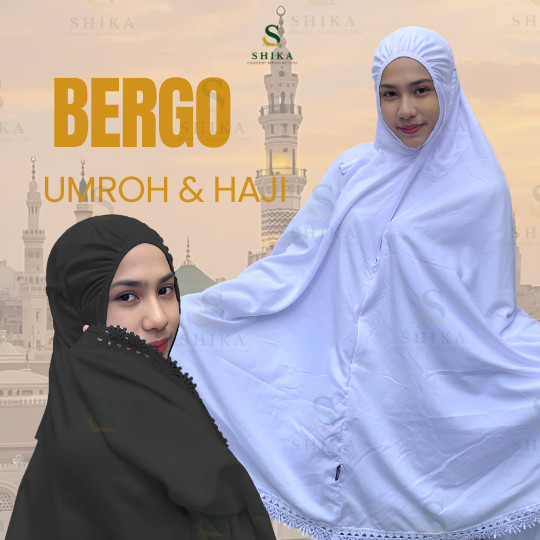 Bergo Maryam Hijab Instan Syar'i Hitam Putih