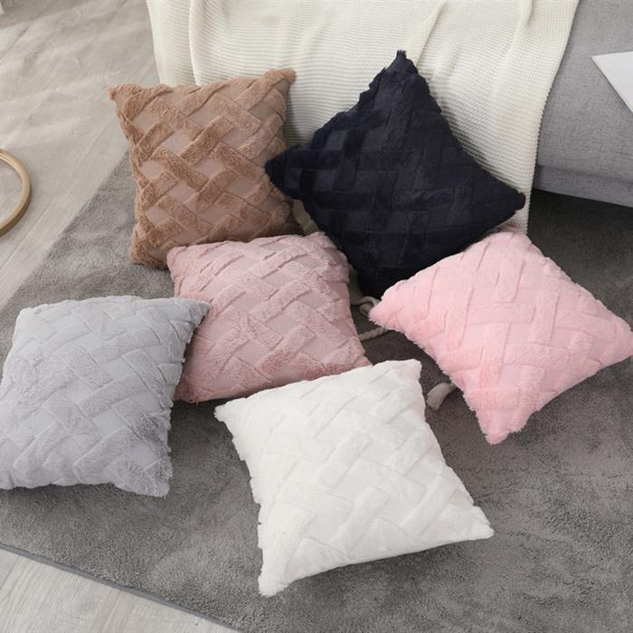 Sarung Bantal Sofa Kursi Velvet Beludru/Bludru Tebal  Motif - Zigzag - Pink