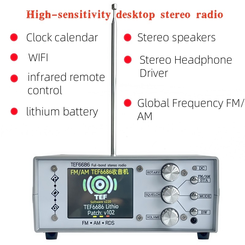 Latest TEF6686 FM SW/MW/LW Full Band Radio DSP Radio Receiver RDS + Battery Speaker Charger Antenna 